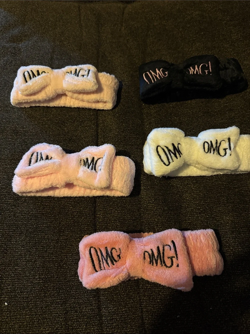 Plush 'OMG!' Kids Headband - Pink, White, Black (choose 1)